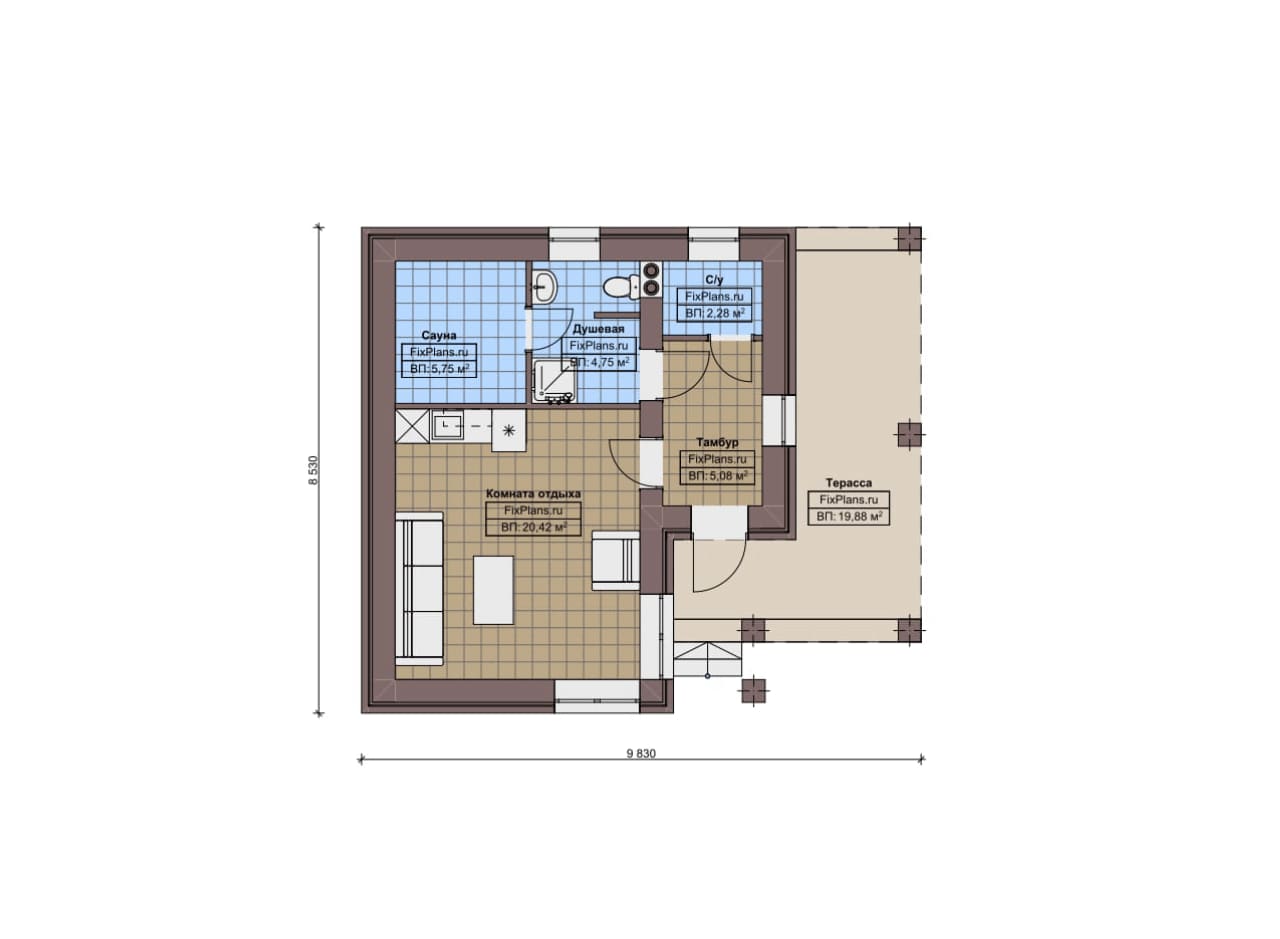Планировка Одноэтажный дом F-15119