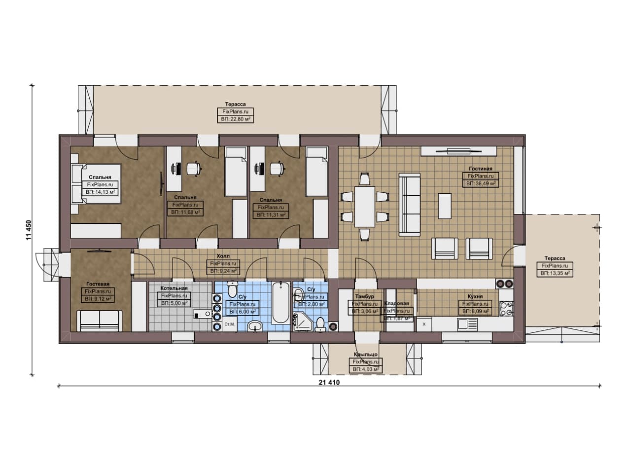 Планировка Одноэтажный дом F-16460
