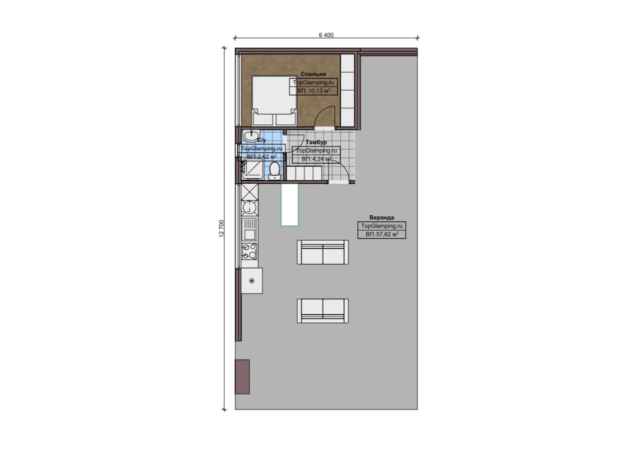 Планировка Одноэтажный дом F-22184