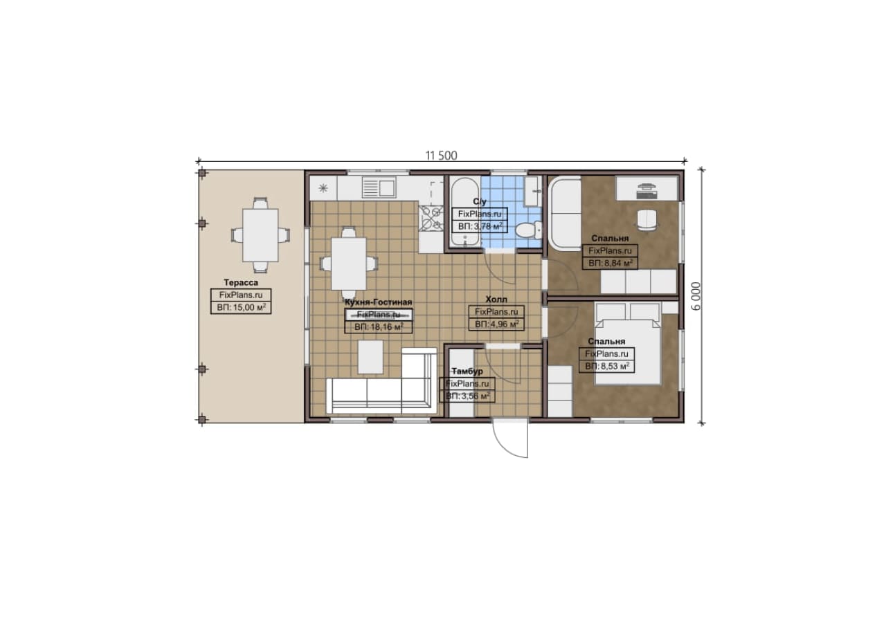 Планировка Одноэтажный дом F - 1133